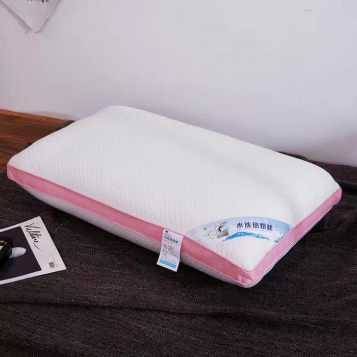 永乐枕芯 2025新款艾草纤维热熔枕立体可水洗不变形枕芯 粉色 48x74cm/对