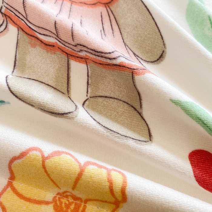 91家纺网 家纺一手货源 找家纺 雨彤家纺 2025新款小清新斜纹印花双人枕套 花间美好