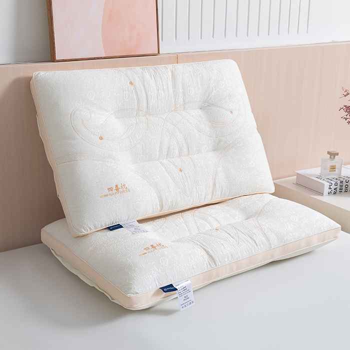 91家纺网 家纺一手货源 找家纺 小米枕芯 2025新款繁花四喜养眠枕头枕芯 灰色