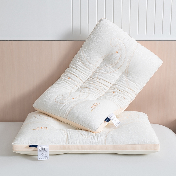 91家纺网 家纺一手货源 找家纺 小米枕芯 2025新款繁花四喜养眠枕头枕芯 灰色