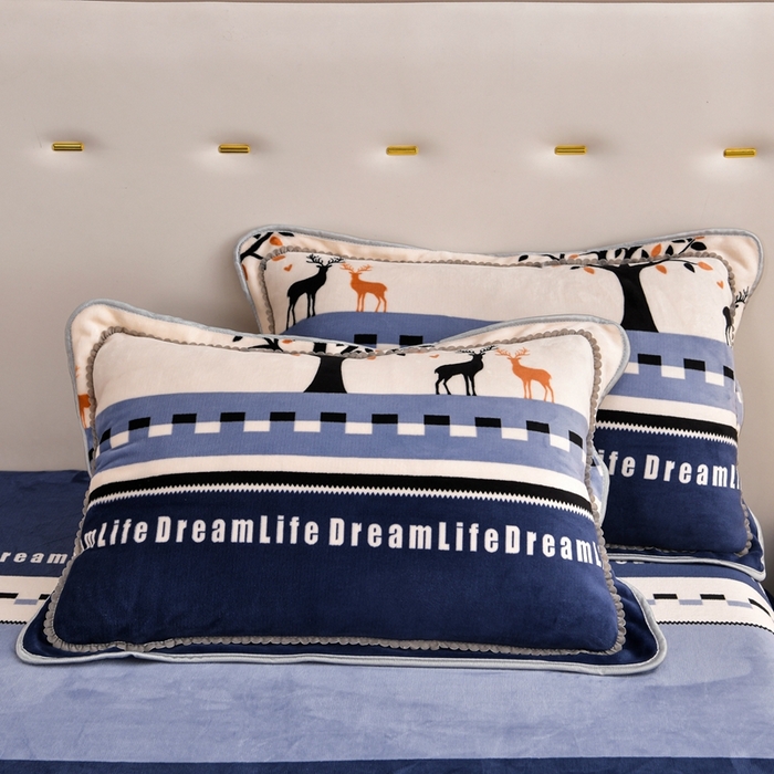 91家纺网 家纺一手货源 找家纺 芯诗曼2025新款8.5斤直播热款高克重牛奶绒法莱绒水晶金貂法莱绒四件套 发财鹿