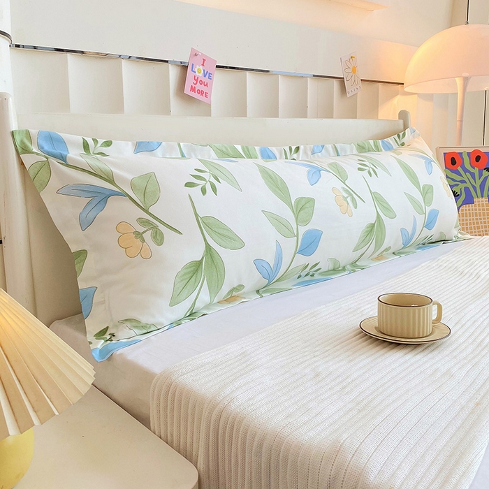 91家纺网 家纺一手货源 找家纺 雨彤家纺 2025新款小清新斜纹印花双人枕套 鹊桥花卉