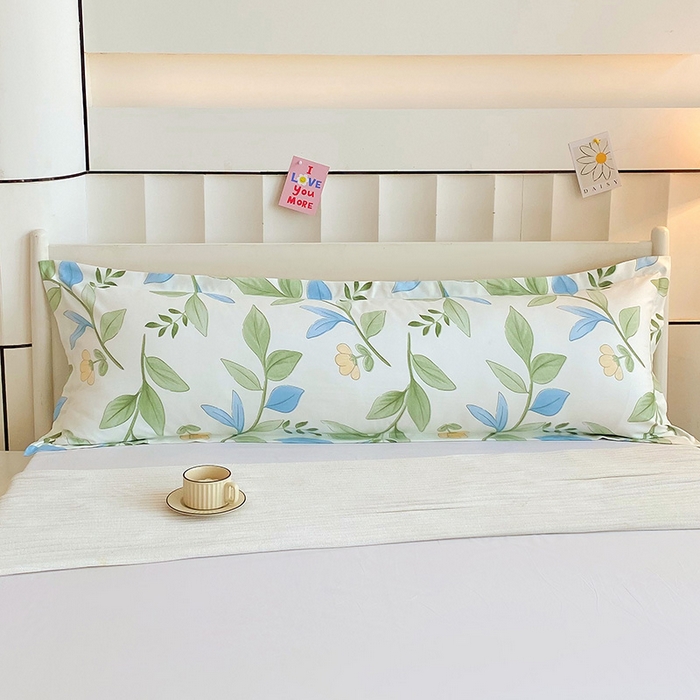 91家纺网 家纺一手货源 找家纺 雨彤家纺 2025新款小清新斜纹印花双人枕套 鹊桥花卉