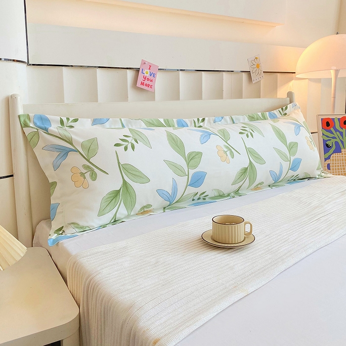 91家纺网 家纺一手货源 找家纺 雨彤家纺 2025新款小清新斜纹印花双人枕套 鹊桥花卉