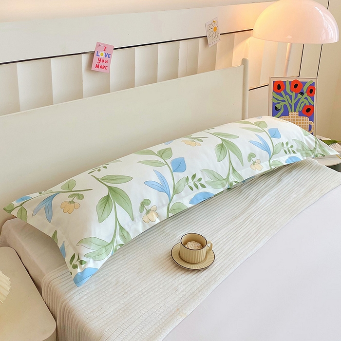 91家纺网 家纺一手货源 找家纺 雨彤家纺 2025新款小清新斜纹印花双人枕套 鹊桥花卉