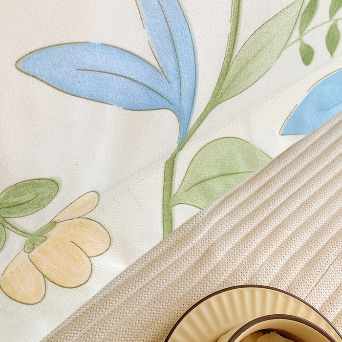 91家纺网 家纺一手货源 找家纺 雨彤家纺 2025新款小清新斜纹印花双人枕套 鹊桥花卉