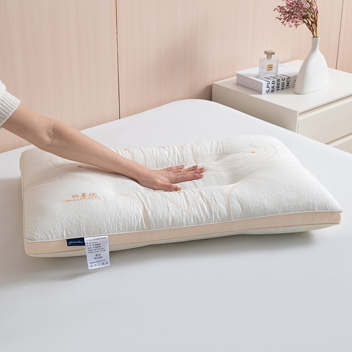 91家纺网 家纺一手货源 找家纺 小米枕芯 2025新款繁花四喜养眠枕头枕芯 灰色