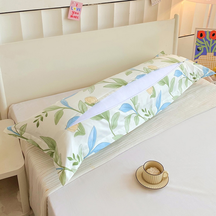 91家纺网 家纺一手货源 找家纺 雨彤家纺 2025新款小清新斜纹印花双人枕套 鹊桥花卉