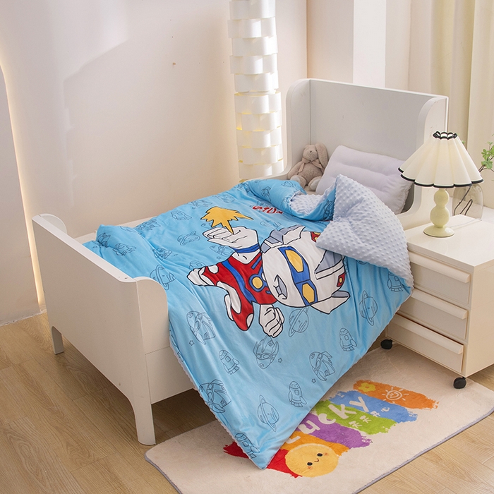 91家纺网 家纺一手货源 找家纺 萌宝家纺 2025新款可拆洗A类儿童豆豆绒大豆冬被儿童婴儿绒春秋被安抚被被子被芯 凹凸曼