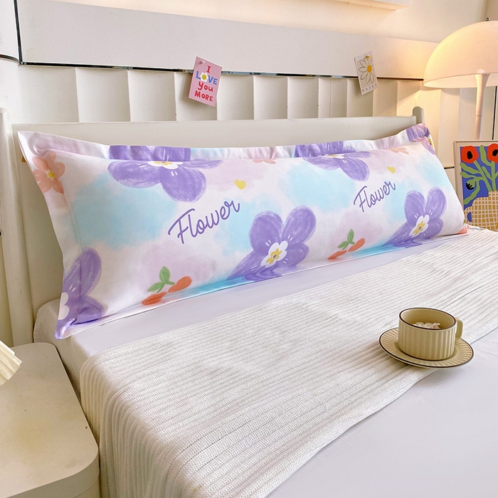 91家纺网 家纺一手货源 找家纺 雨彤家纺 2025新款小清新斜纹印花双人枕套 恋之花