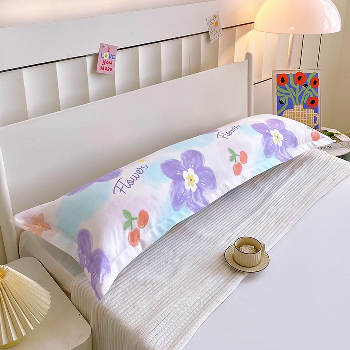 91家纺网 家纺一手货源 找家纺 雨彤家纺 2025新款小清新斜纹印花双人枕套 恋之花