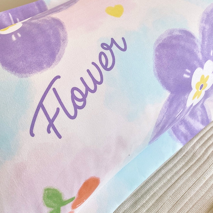 91家纺网 家纺一手货源 找家纺 雨彤家纺 2025新款小清新斜纹印花双人枕套 恋之花