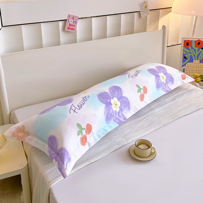 91家纺网 家纺一手货源 找家纺 雨彤家纺 2025新款小清新斜纹印花双人枕套 恋之花