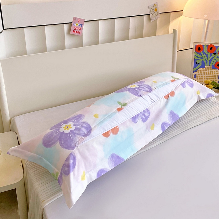 91家纺网 家纺一手货源 找家纺 雨彤家纺 2025新款小清新斜纹印花双人枕套 恋之花