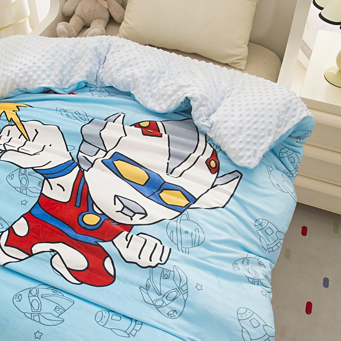 91家纺网 家纺一手货源 找家纺 萌宝家纺 2025新款可拆洗A类儿童豆豆绒大豆冬被儿童婴儿绒春秋被安抚被被子被芯 凹凸曼