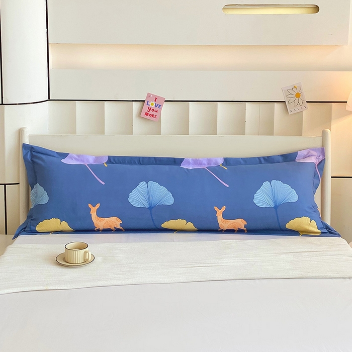 雨彤家纺 2025新款小清新斜纹印花双人枕套 精灵鹿