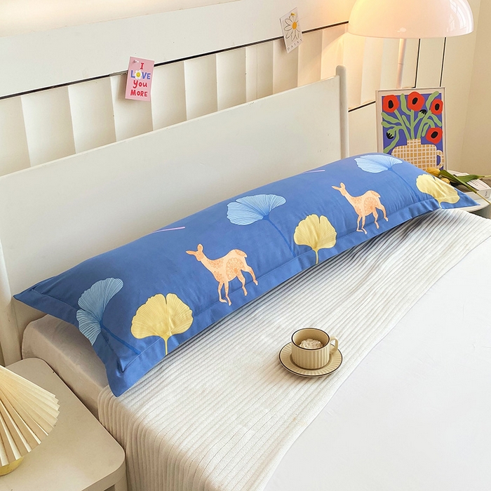 91家纺网 家纺一手货源 找家纺 雨彤家纺 2025新款小清新斜纹印花双人枕套 精灵鹿