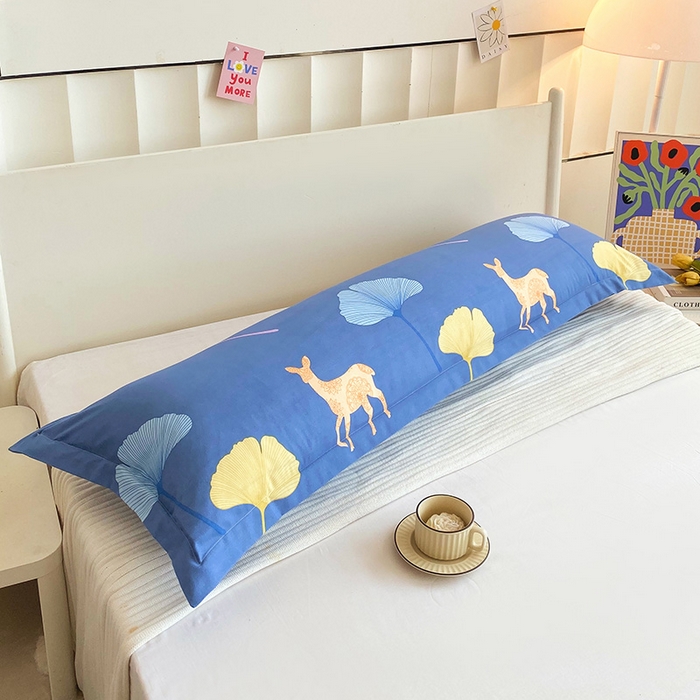 91家纺网 家纺一手货源 找家纺 雨彤家纺 2025新款小清新斜纹印花双人枕套 精灵鹿