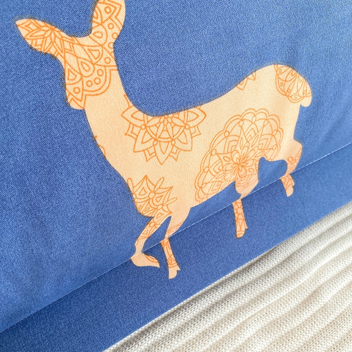 91家纺网 家纺一手货源 找家纺 雨彤家纺 2025新款小清新斜纹印花双人枕套 精灵鹿