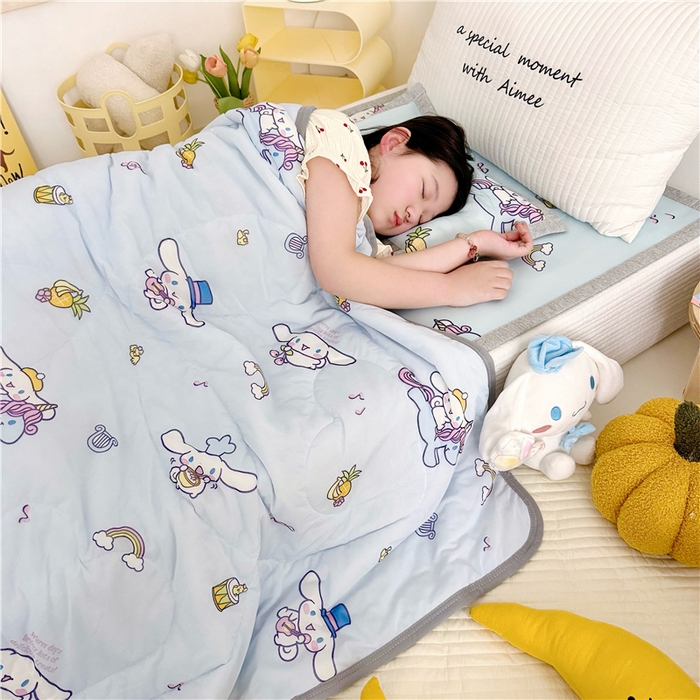 91家纺网 家纺一手货源 找家纺 萌宝家纺 2025新款三丽鸥凉感丝夏被凉席三件套幼儿园小学生宿舍系列 大耳狗