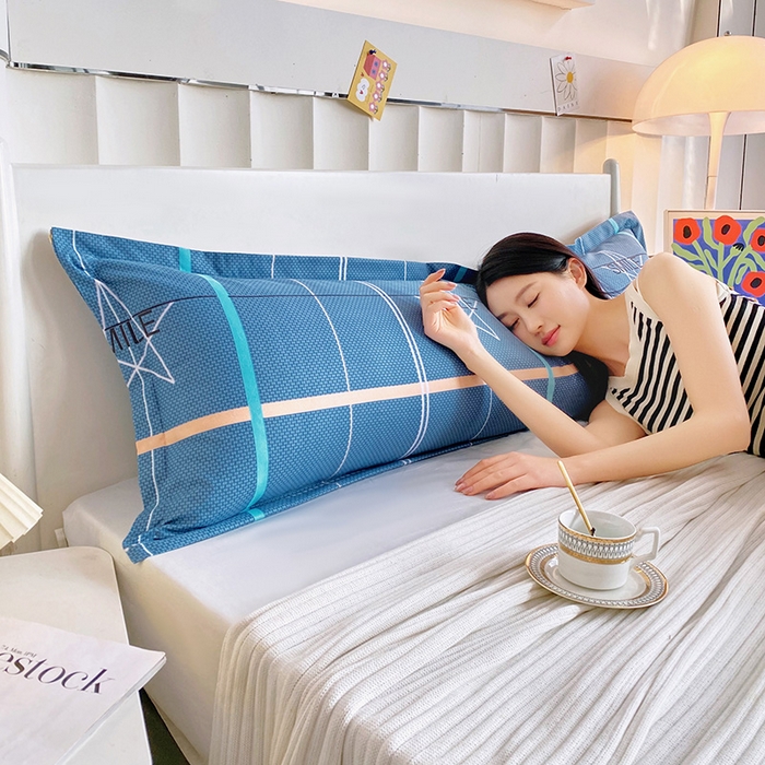 91家纺网 家纺一手货源 找家纺 雨彤家纺 2025新款小清新斜纹印花双人枕套 星光