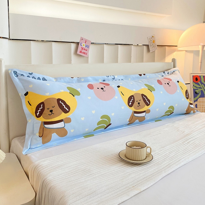 91家纺网 家纺一手货源 找家纺 雨彤家纺 2025新款小清新斜纹印花双人枕套 香蕉派