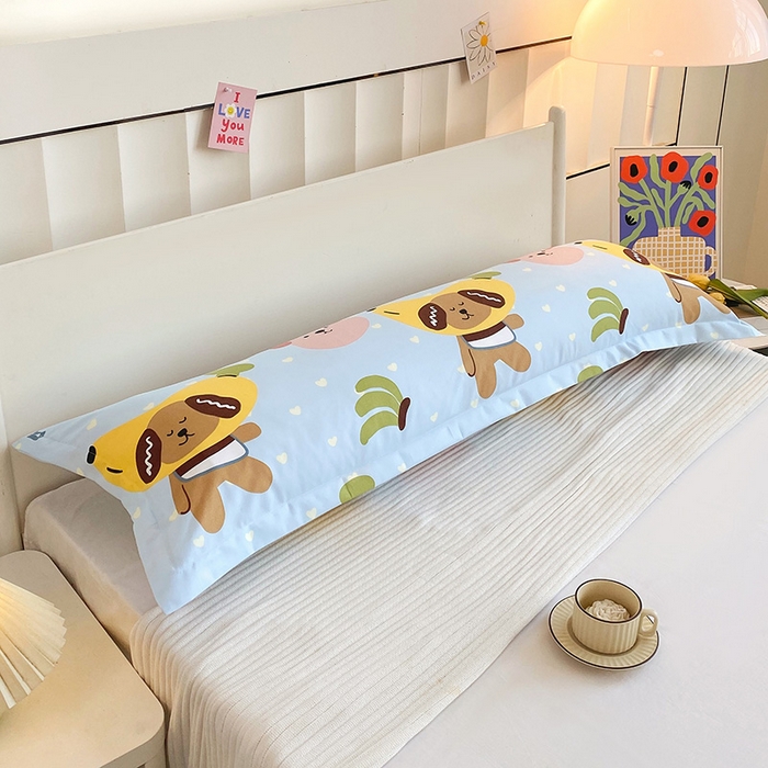 91家纺网 家纺一手货源 找家纺 雨彤家纺 2025新款小清新斜纹印花双人枕套 香蕉派