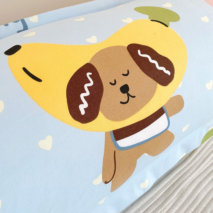 91家纺网 家纺一手货源 找家纺 雨彤家纺 2025新款小清新斜纹印花双人枕套 香蕉派