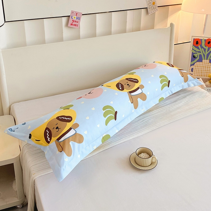 91家纺网 家纺一手货源 找家纺 雨彤家纺 2025新款小清新斜纹印花双人枕套 香蕉派