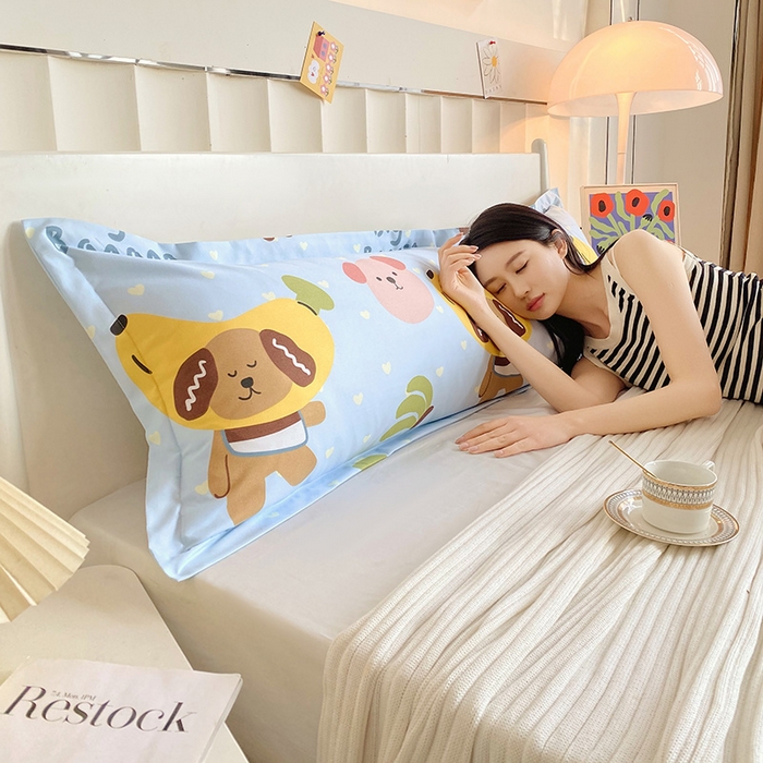 91家纺网 家纺一手货源 找家纺 雨彤家纺 2025新款小清新斜纹印花双人枕套 香蕉派