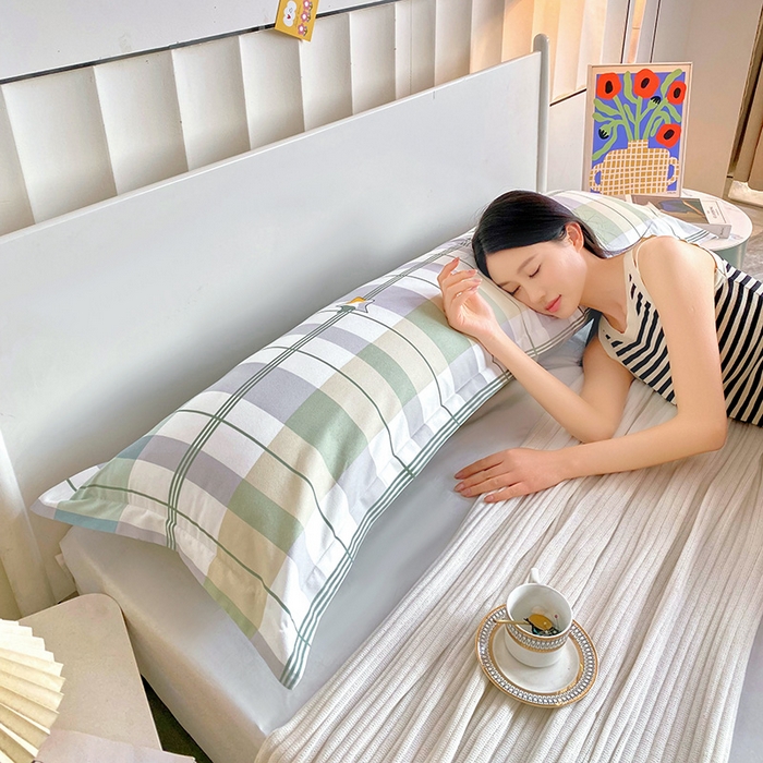 91家纺网 家纺一手货源 找家纺 雨彤家纺 2025新款小清新斜纹印花双人枕套 摩卡之星