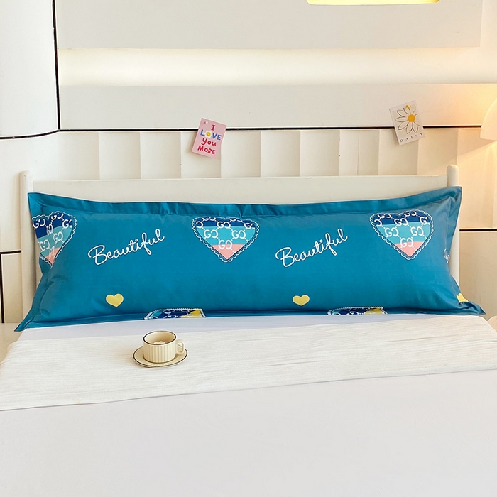 91家纺网 家纺一手货源 找家纺 雨彤家纺 2025新款小清新斜纹印花双人枕套 星愿-蓝