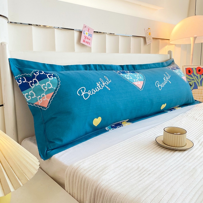 91家纺网 家纺一手货源 找家纺 雨彤家纺 2025新款小清新斜纹印花双人枕套 星愿-蓝