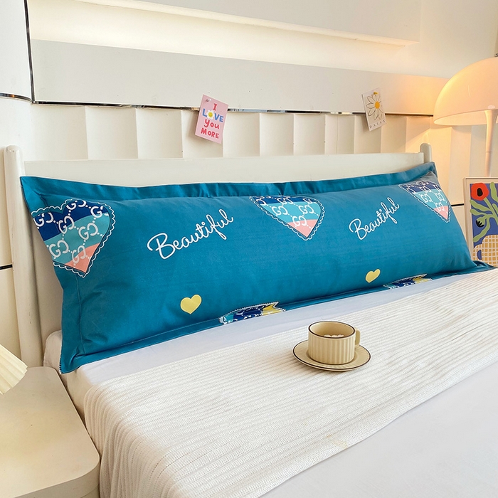 91家纺网 家纺一手货源 找家纺 雨彤家纺 2025新款小清新斜纹印花双人枕套 星愿-蓝