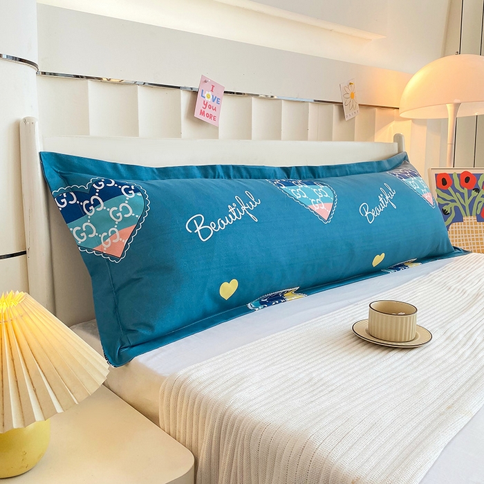 91家纺网 家纺一手货源 找家纺 雨彤家纺 2025新款小清新斜纹印花双人枕套 星愿-蓝