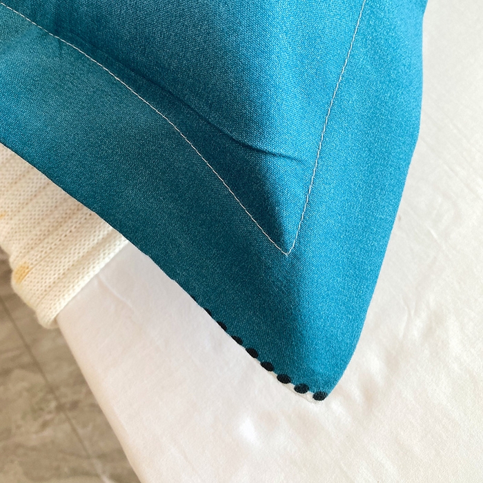 91家纺网 家纺一手货源 找家纺 雨彤家纺 2025新款小清新斜纹印花双人枕套 星愿-蓝