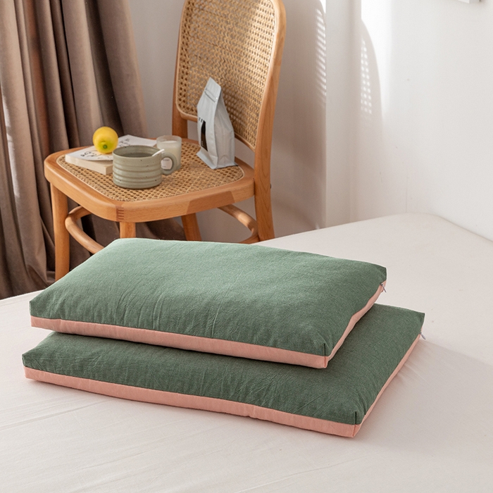 91家纺网 家纺一手货源 找家纺 小米枕芯 2025新款水洗棉荞麦枕头枕芯 绿色