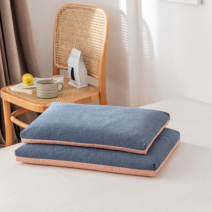 91家纺网 家纺一手货源 找家纺 小米枕芯 2025新款水洗棉荞麦枕头枕芯 牛仔蓝