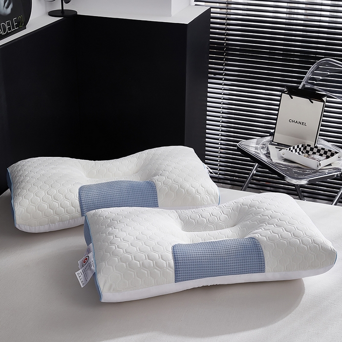 91家纺网 家纺一手货源 找家纺 永乐枕芯 2025新款大豆乳胶护颈3D枕 枕头枕芯 蓝色