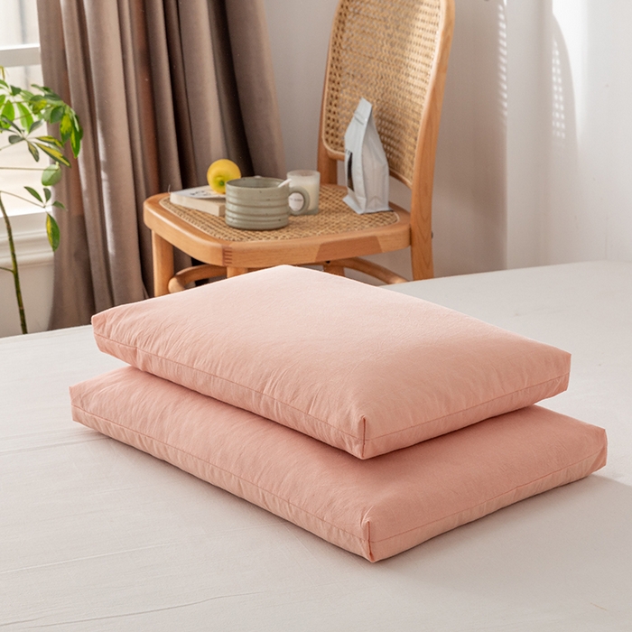 91家纺网 家纺一手货源 找家纺 小米枕芯 2025新款水洗棉荞麦枕头枕芯 粉色