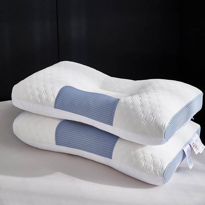 91家纺网 家纺一手货源 找家纺 永乐枕芯 2025新款大豆乳胶护颈3D枕 枕头枕芯 蓝色