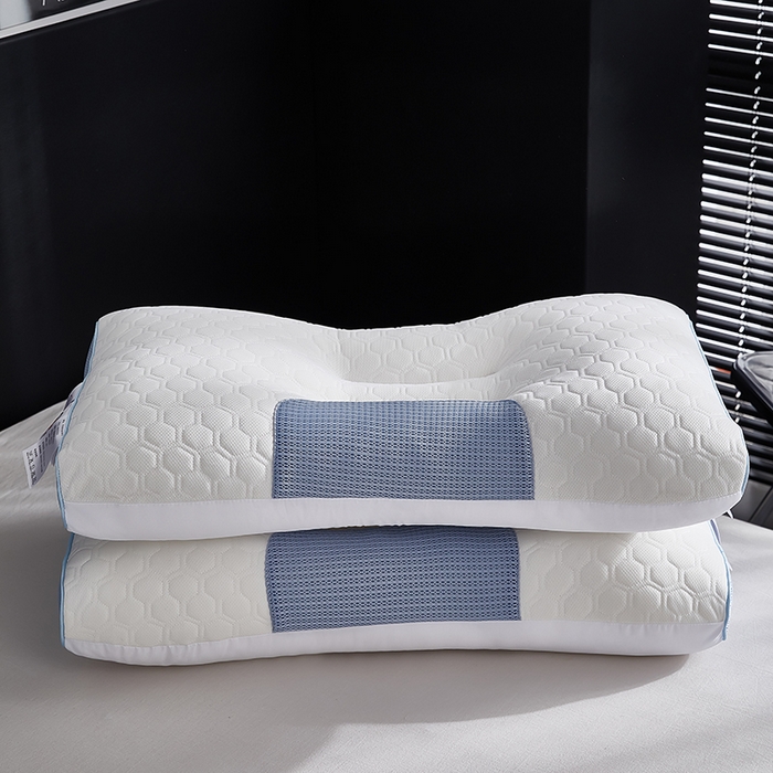 91家纺网 家纺一手货源 找家纺 永乐枕芯 2025新款大豆乳胶护颈3D枕 枕头枕芯 蓝色