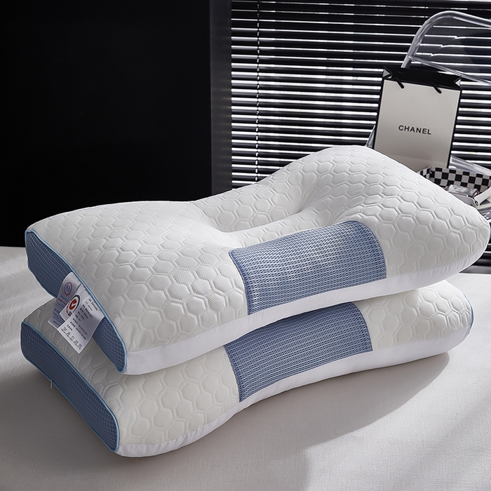 91家纺网 家纺一手货源 找家纺 永乐枕芯 2025新款大豆乳胶护颈3D枕 枕头枕芯 蓝色