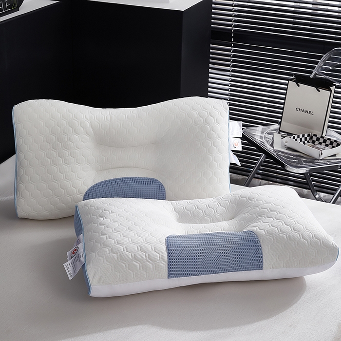 91家纺网 家纺一手货源 找家纺 永乐枕芯 2025新款大豆乳胶护颈3D枕 枕头枕芯 蓝色