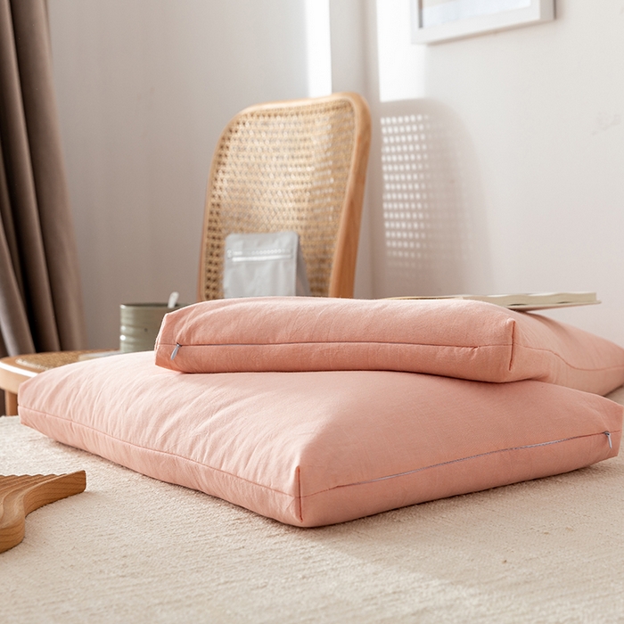 91家纺网 家纺一手货源 找家纺 小米枕芯 2025新款水洗棉荞麦枕头枕芯 粉色