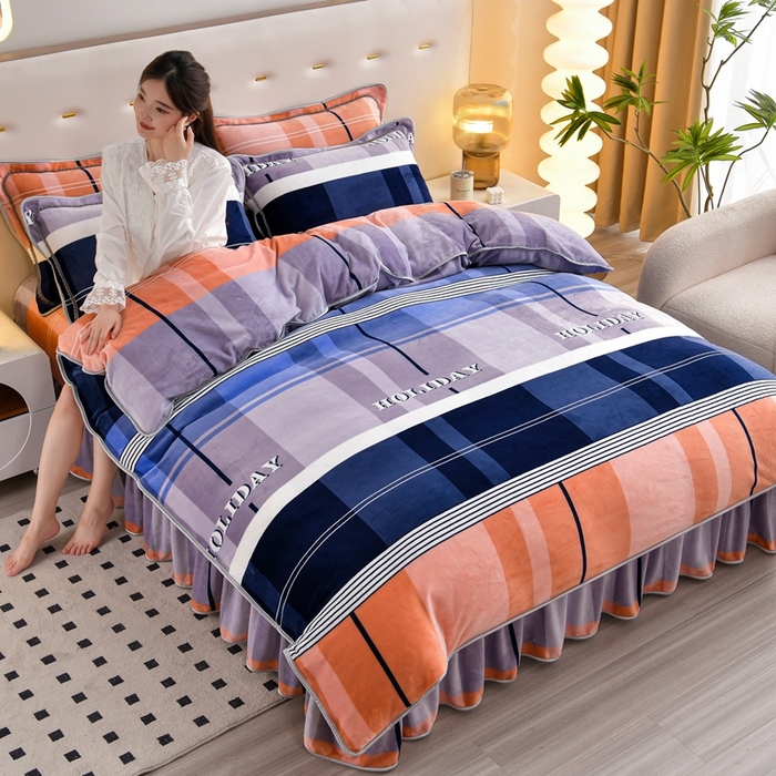 芯诗曼2025新款8.5斤直播热款高克重牛奶绒法莱绒水晶金貂法莱绒四件套 格调生活