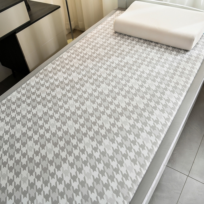 91家纺网 家纺一手货源 找家纺 2025新款PE千鸟格凉感冰丝-榻榻米垫 灰色