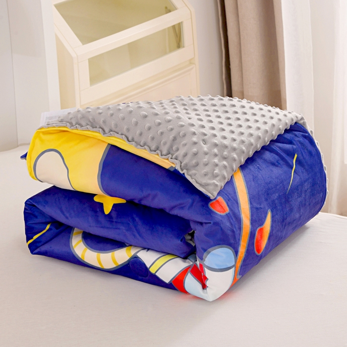 91家纺网 家纺一手货源 找家纺 萌宝家纺 2025新款可拆洗A类儿童豆豆绒大豆冬被儿童婴儿绒春秋被安抚被被子被芯 飞上太空