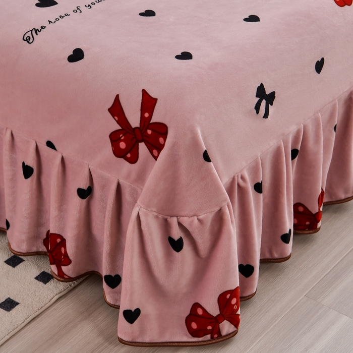 91家纺网 家纺一手货源 找家纺 芯诗曼2025新款8.5斤直播热款高克重牛奶绒法莱绒水晶金貂法莱绒四件套 蝴蝶结