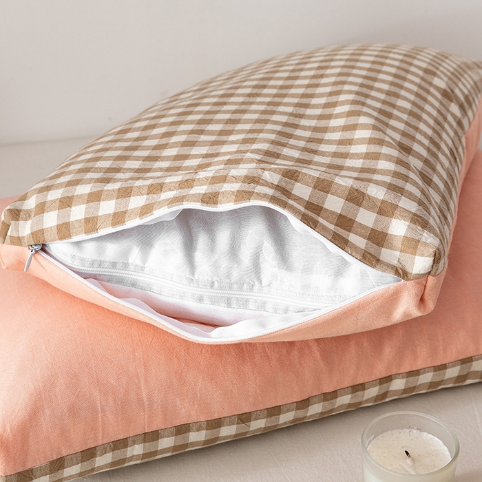 91家纺网 家纺一手货源 找家纺 小米枕芯 2025新款水洗棉荞麦枕头枕芯 咖啡格